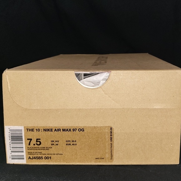Nike OFF-WHITE authentic Air Max 97. Black. Men’s 7.5 or Womens sz 9 New In Box! main image 6